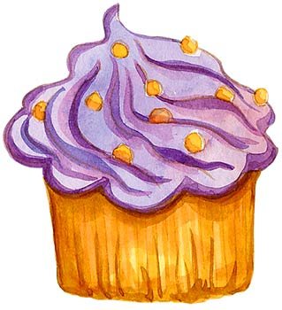 Purple and gold cupcake.